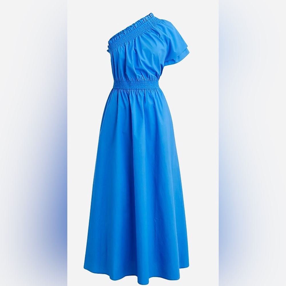 J. Crew Vibrant Blue One-Shoulder Dress